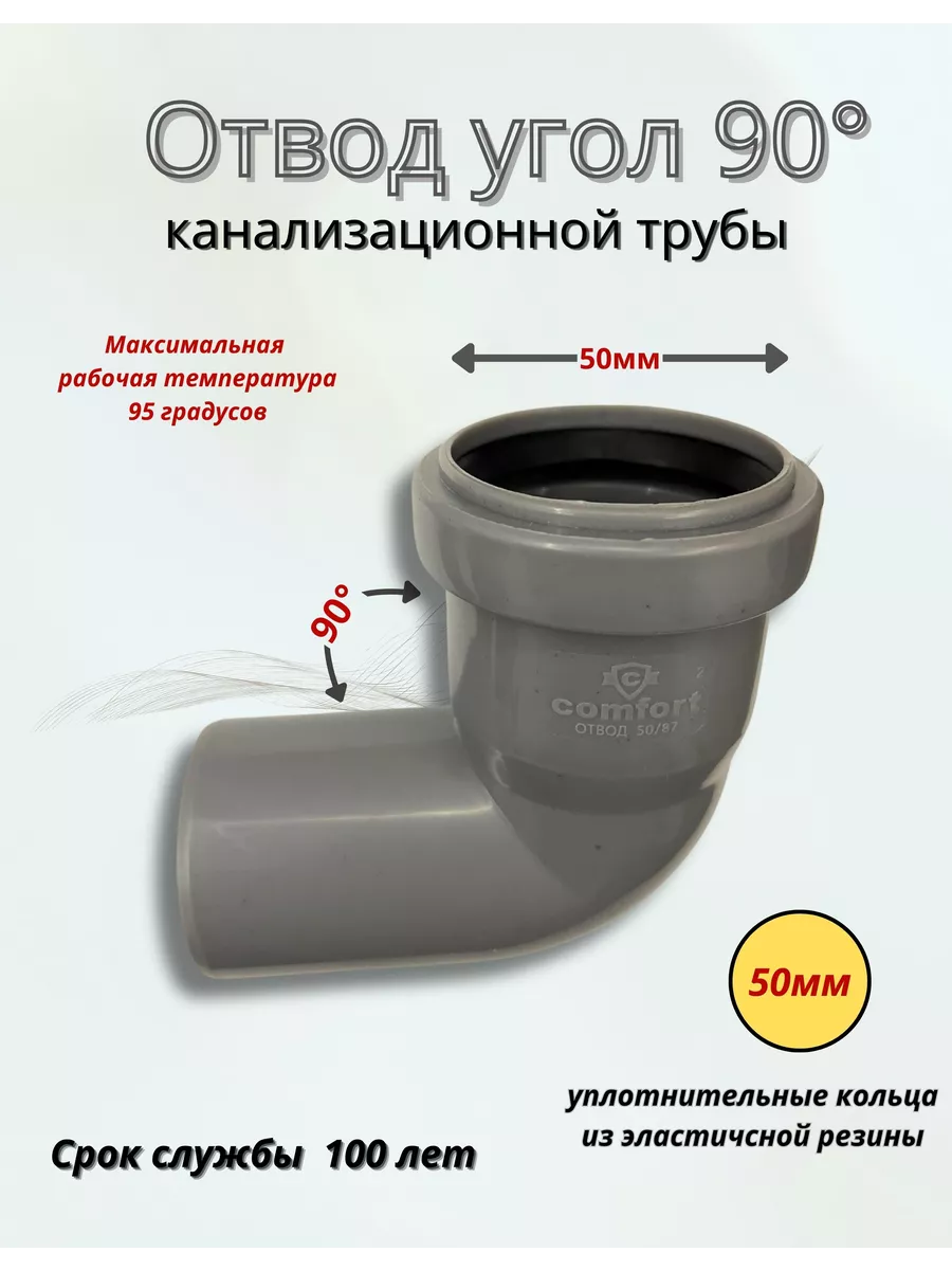 Отвод угол канализационный 50 мм угловой 90 (87) градусов Pipeline купить по цене 3,99 р. в интернет-магазине Wildberries в Беларуси | 220897412