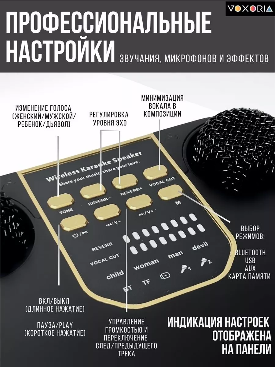 Караоке система с двумя микрофонами VOXORIA купить по цене 3 630 ₽ в  интернет-магазине Wildberries | 221403919