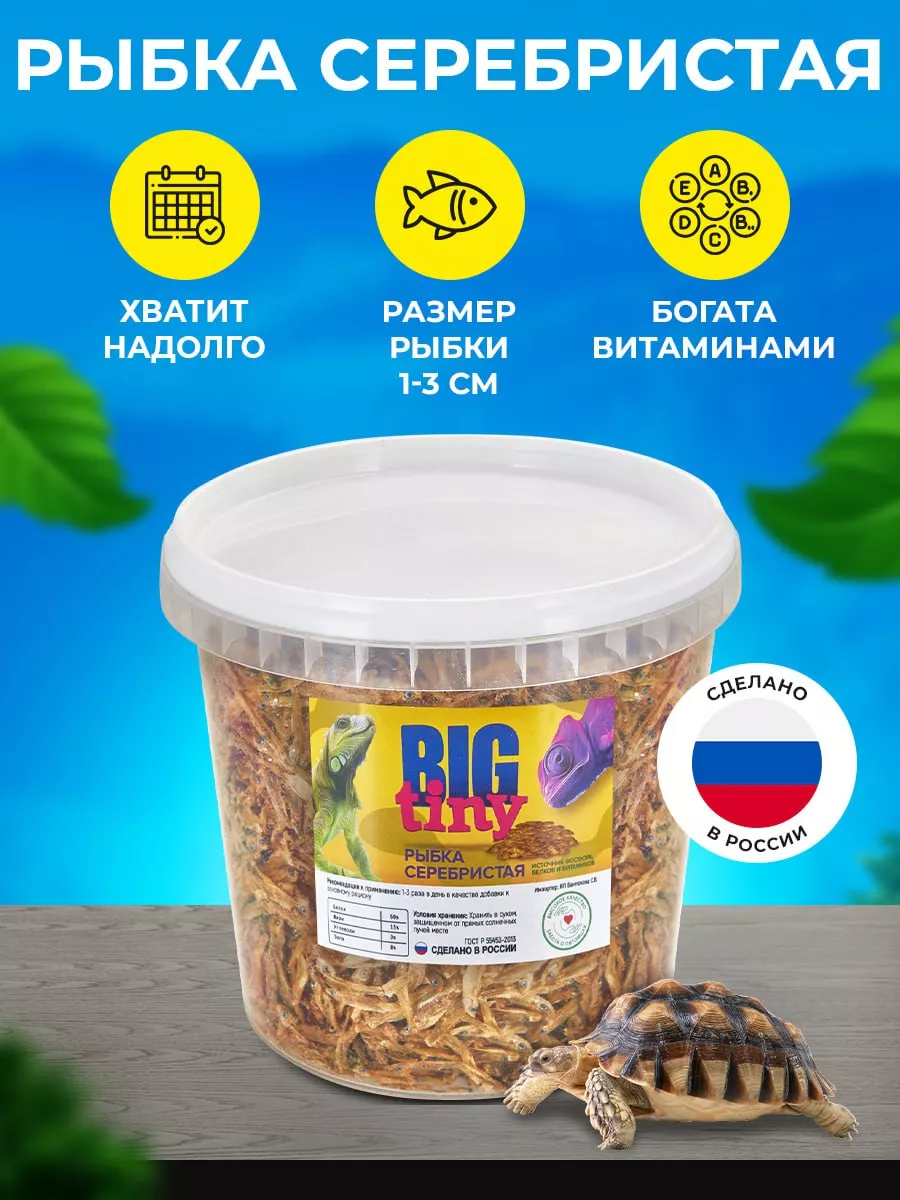 Сушеная рыбка для красноухой черепахи анчоусы для рептилий Big Tiny купить  по цене 620 ₽ в интернет-магазине Wildberries | 222215951