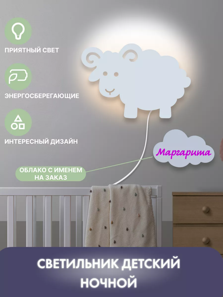 VIPwood Бра на стену светильник детский Барашек именной Маргарита