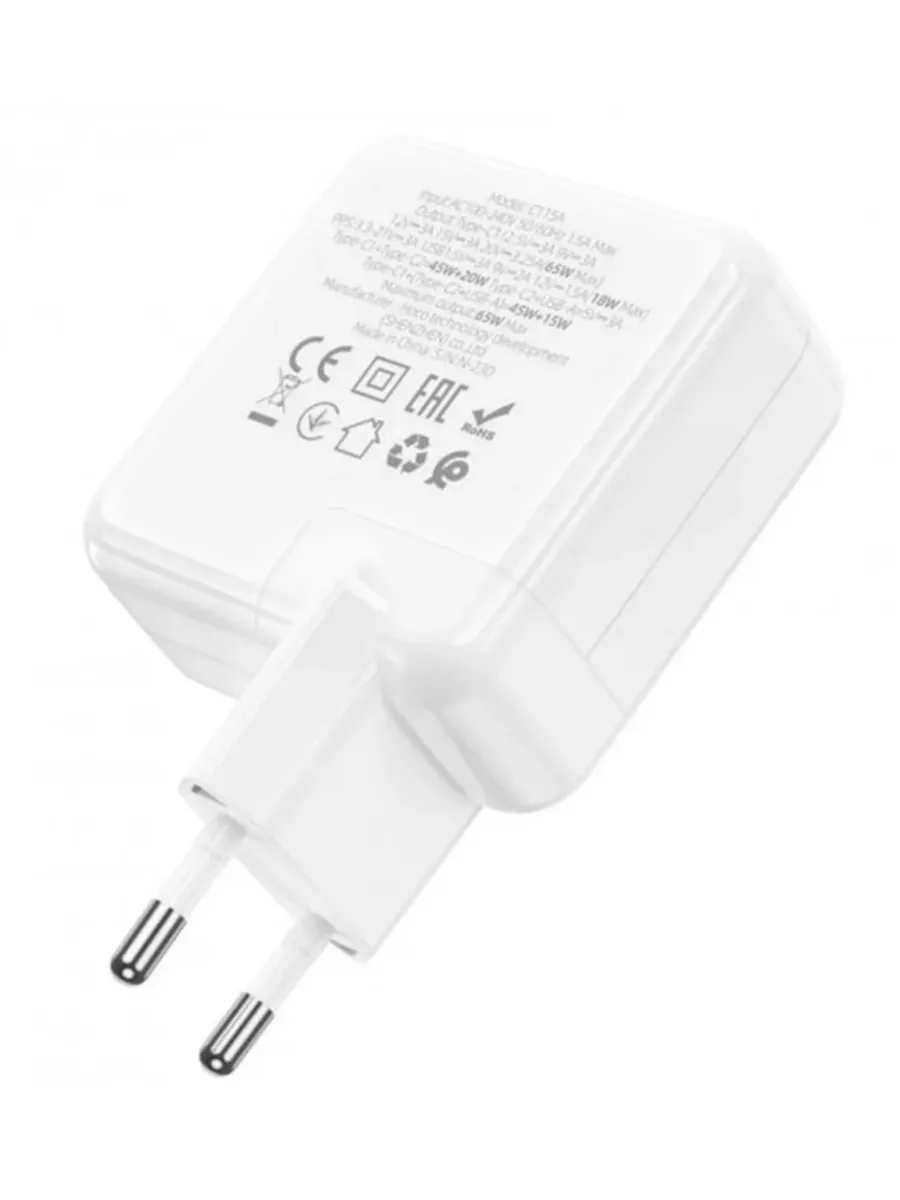 Hoco Сетевое зарядное устройство C115A 65W, 2xUSB-C, USB-A