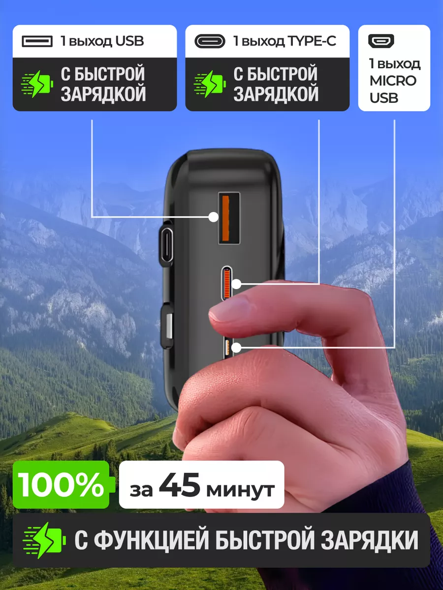 Повербанк для iphone внешний аккумулятор power bank 30000mah Gaidi купить  по цене 41,50 р. в интернет-магазине Wildberries в Беларуси | 227748978