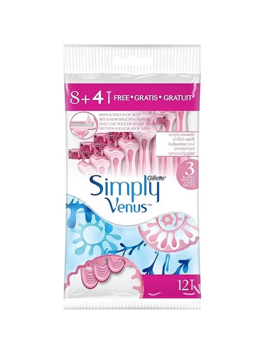 Бритвы безопасные Бритва Simply Venus 3 Basic одноразовая 12шт