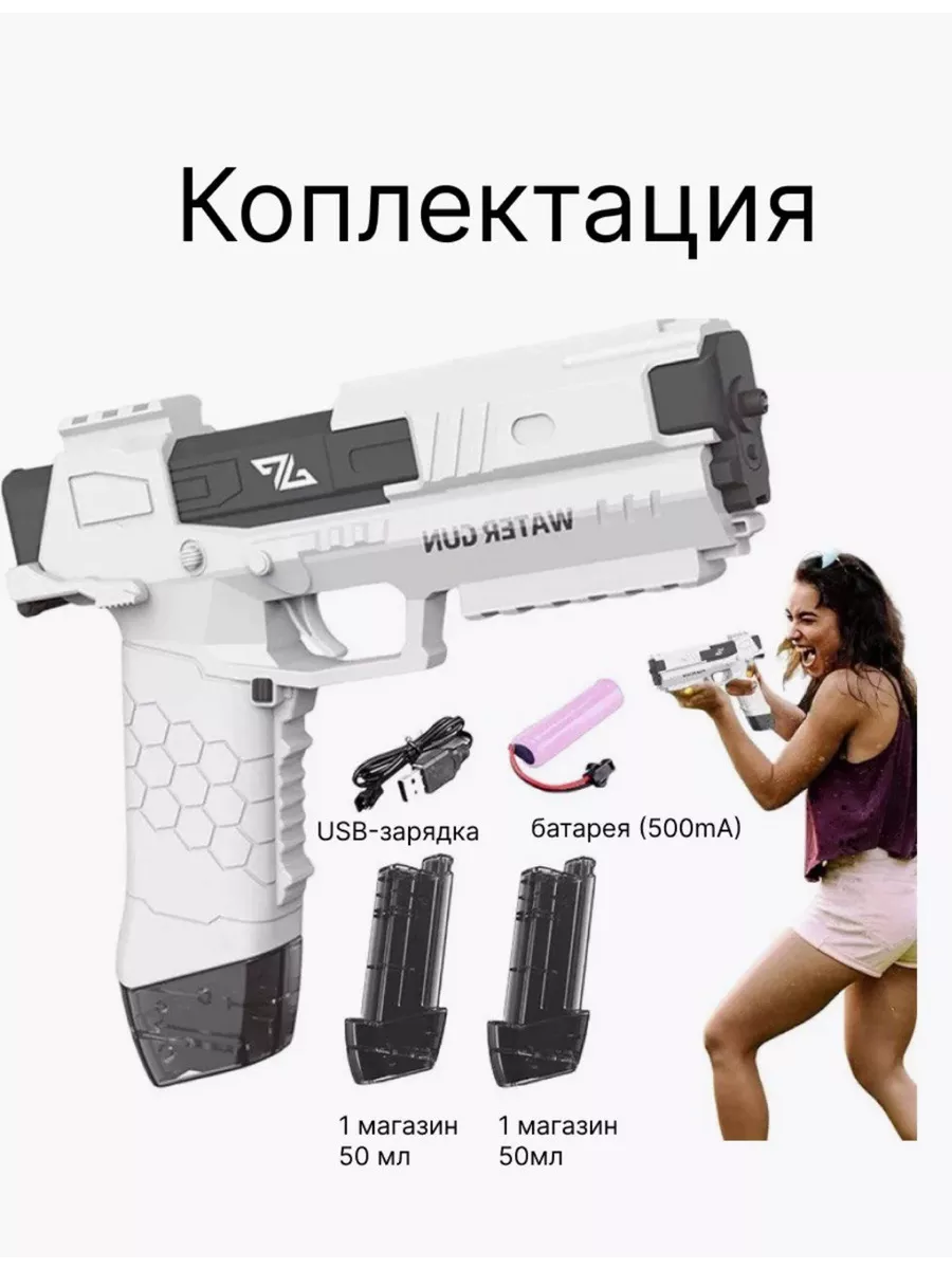 Водяной пистолет электрический мощный Glock Practical guns купить по цене  957 ₽ в интернет-магазине Wildberries | 230756149