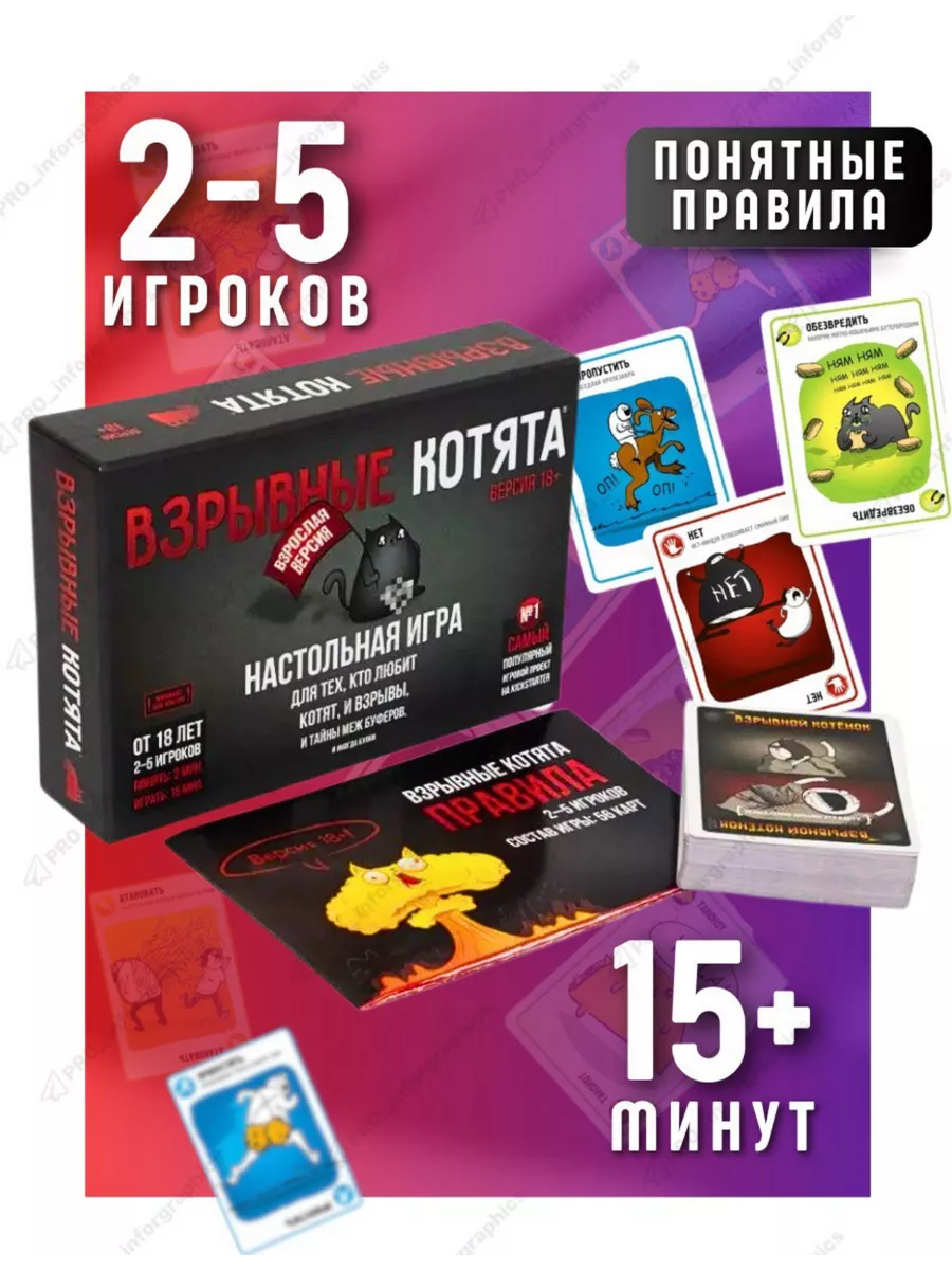 Настольная игра взрывные котята Игры 0001 купить по цене 7,07 р. в  интернет-магазине Wildberries в Беларуси | 236428273